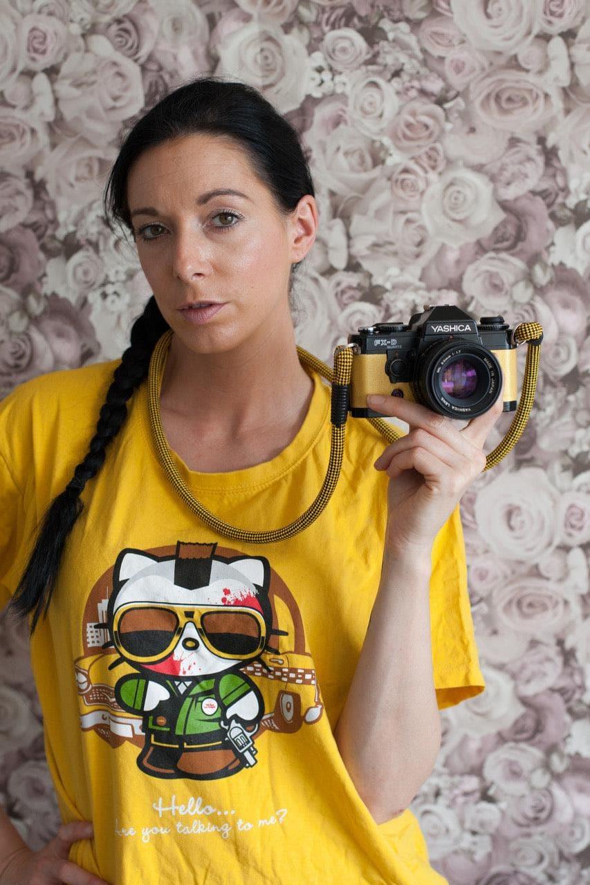 Checkered Yellow/Black Camera Strap - Image 2