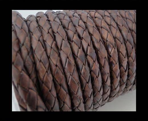 Leather Vintage Dark Brown Braided Keychain