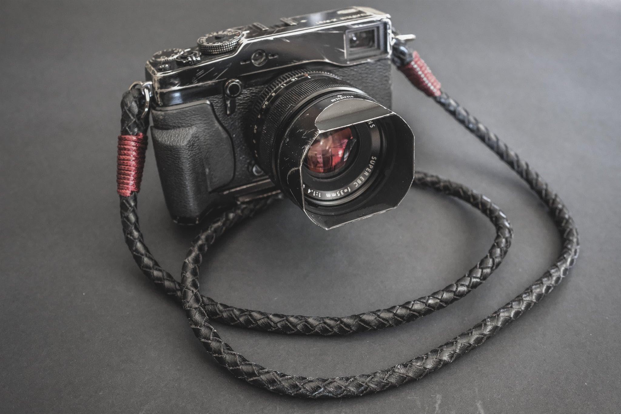 Real Leather Black Braided Camera Strap Round 8mm - Image 3