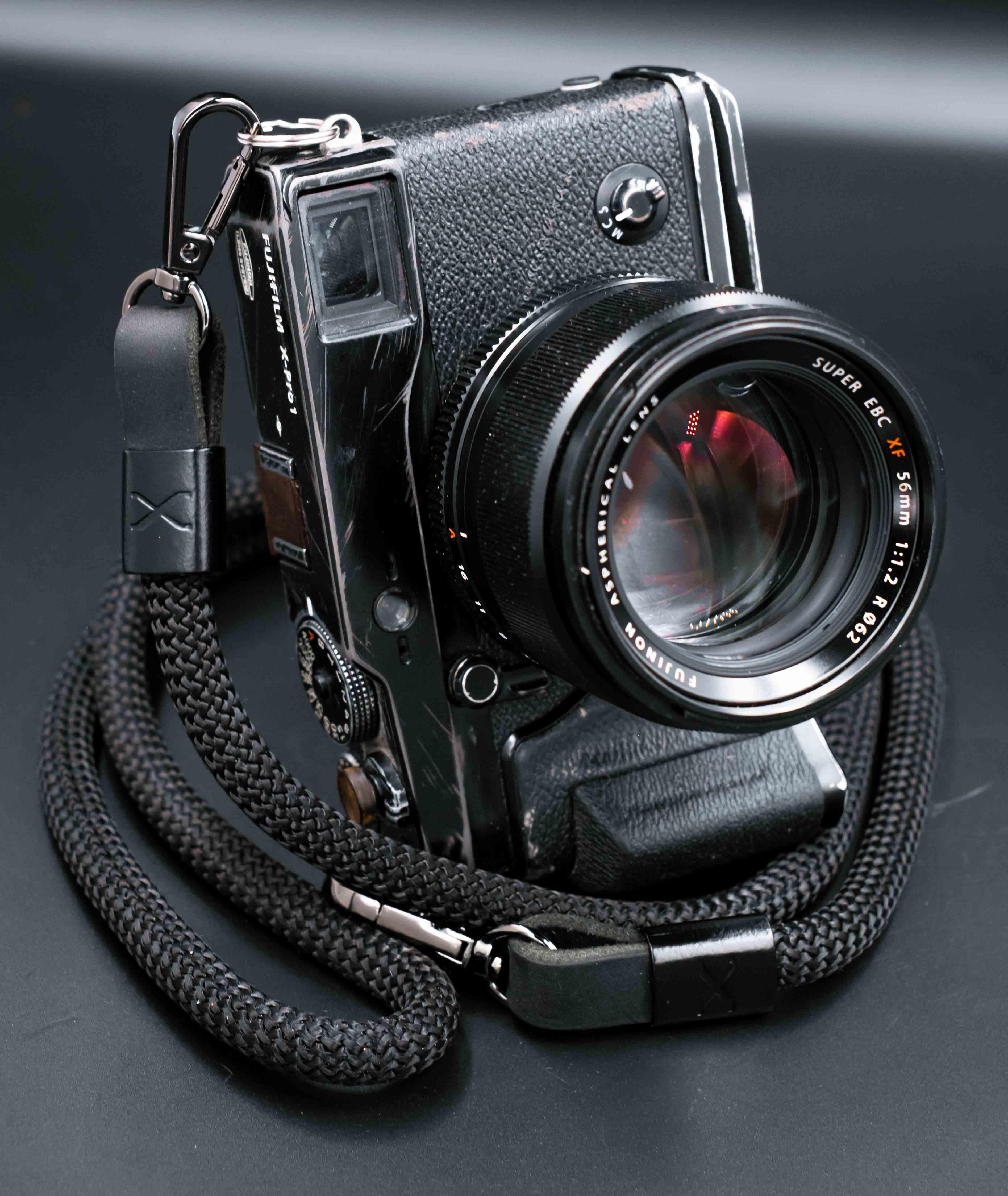 X Black Strap - Black Leather - Black X -Camera Strap