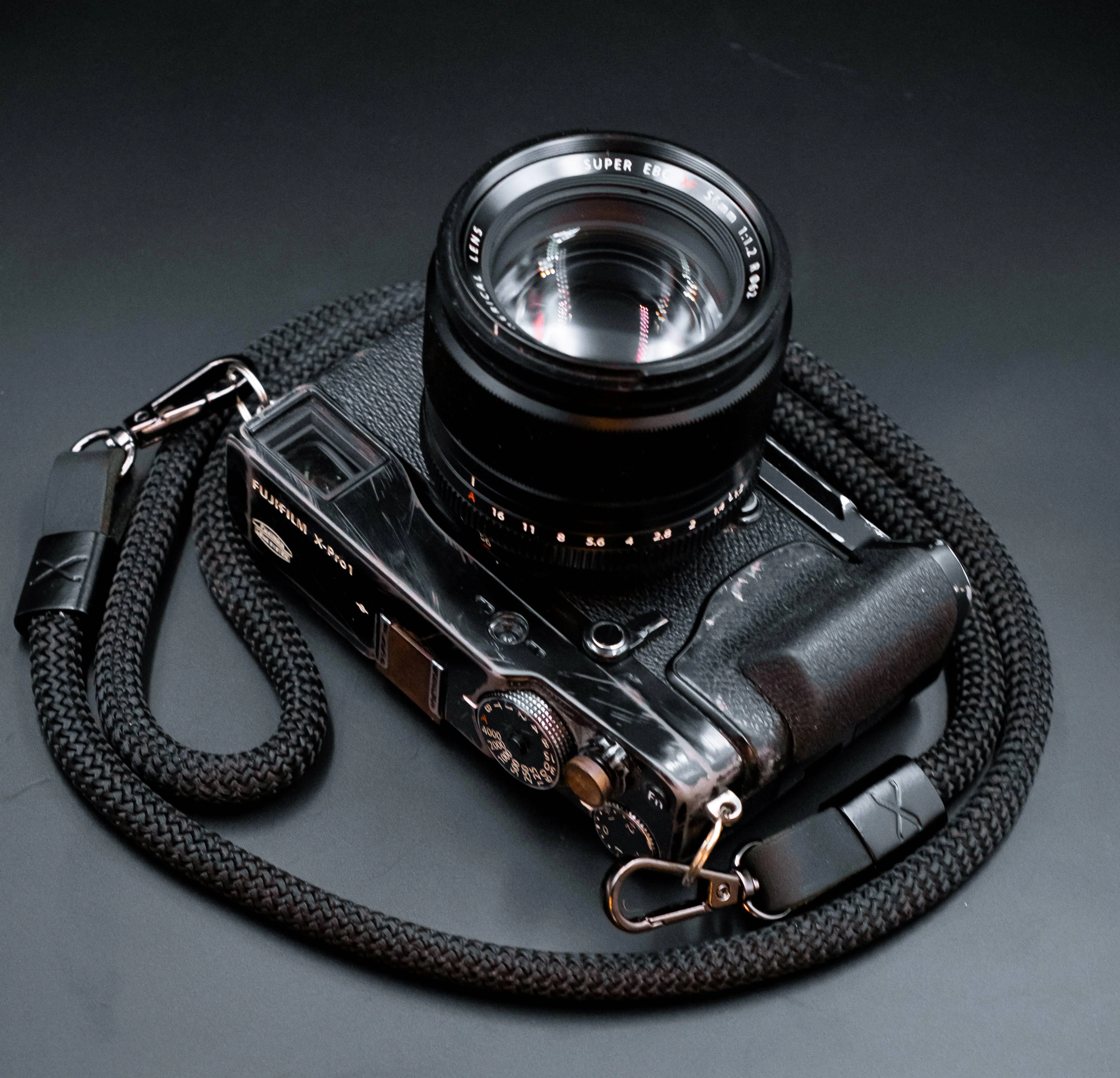 X Black Strap - Black Leather - Black X -Camera Strap - Image 2